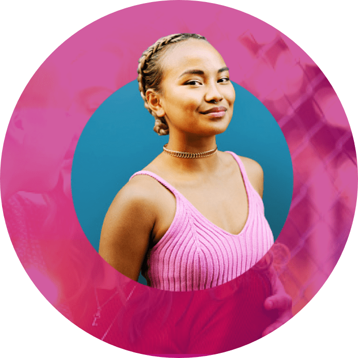 A young women stands strong and proud in her knowledge of healthy relationships.